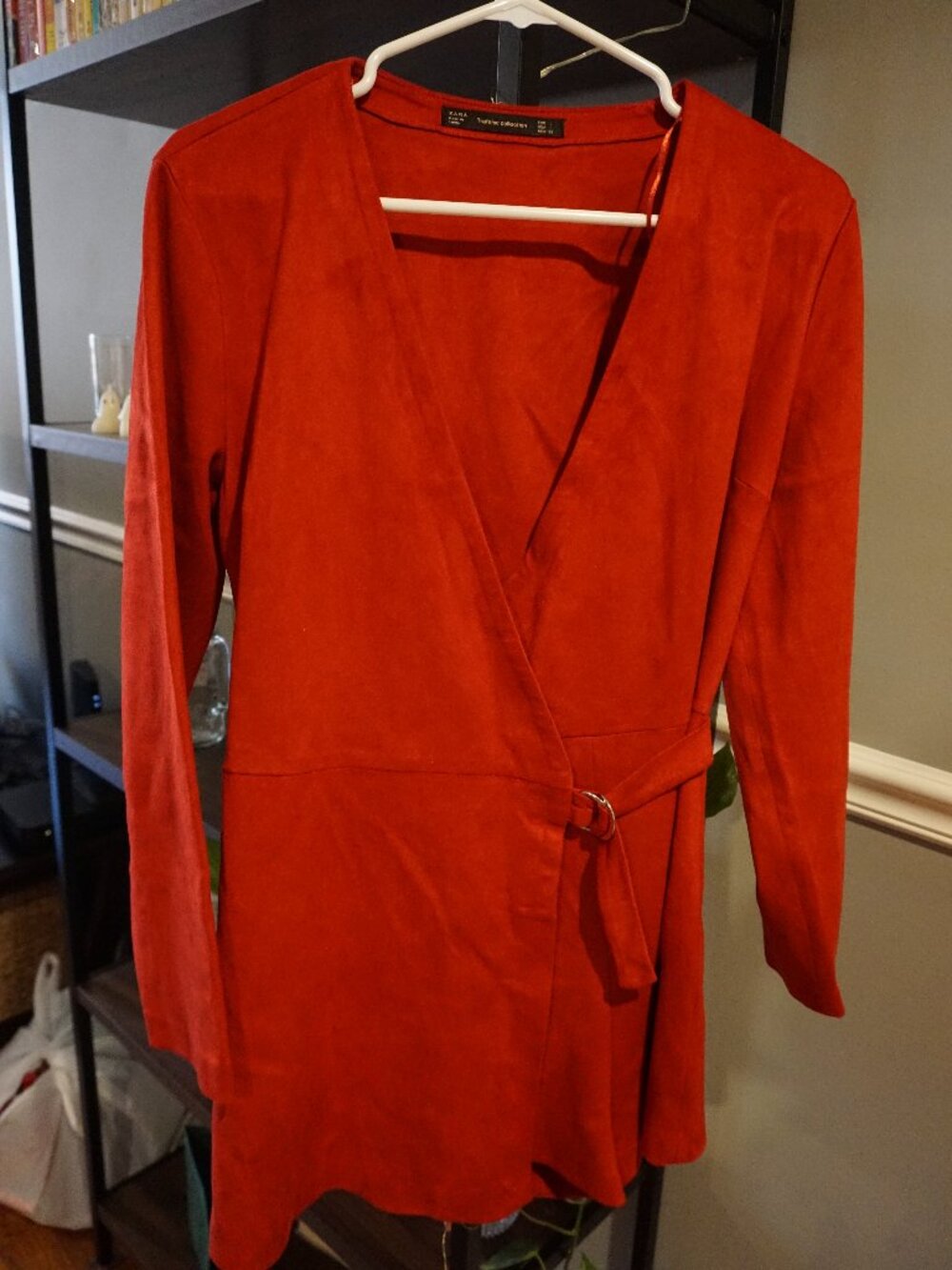 Zara Short Mini Red Suede Jumpsuit